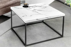 Moderner Couchtisch ARCHITECTURE 60cm weiß Marmor-Design Metallgestell