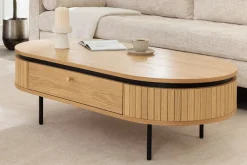 Moderner Couchtisch ATELIER 120cm natur Eiche schwarz mit zwei Schubladen