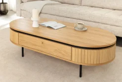 Moderner Couchtisch ATELIER 120cm natur Eiche schwarz mit zwei Schubladen