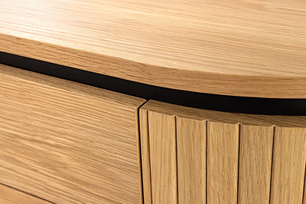 Moderner Couchtisch ATELIER 120cm natur Eiche schwarz mit zwei Schubladen