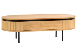 Moderner Couchtisch ATELIER 120cm natur Eiche schwarz mit zwei Schubladen