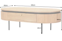 Moderner Couchtisch ATELIER 120cm natur Eiche schwarz mit zwei Schubladen