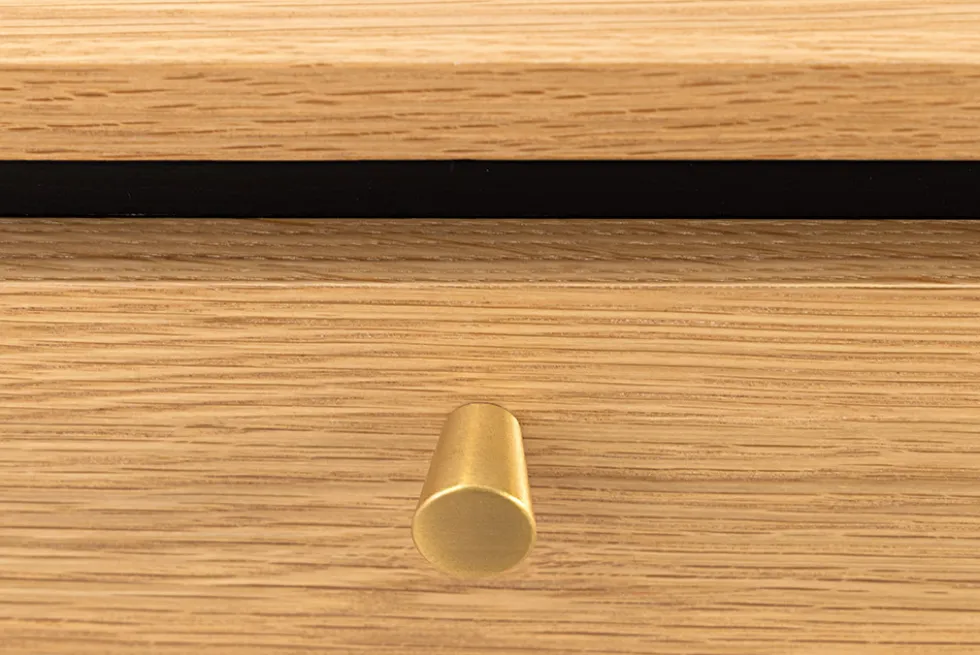 Moderner Couchtisch ATELIER 120cm natur Eiche schwarz mit zwei Schubladen