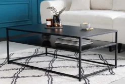 Moderner Couchtisch DURA STEEL 100cm schwarz Metall mit Ablagefach