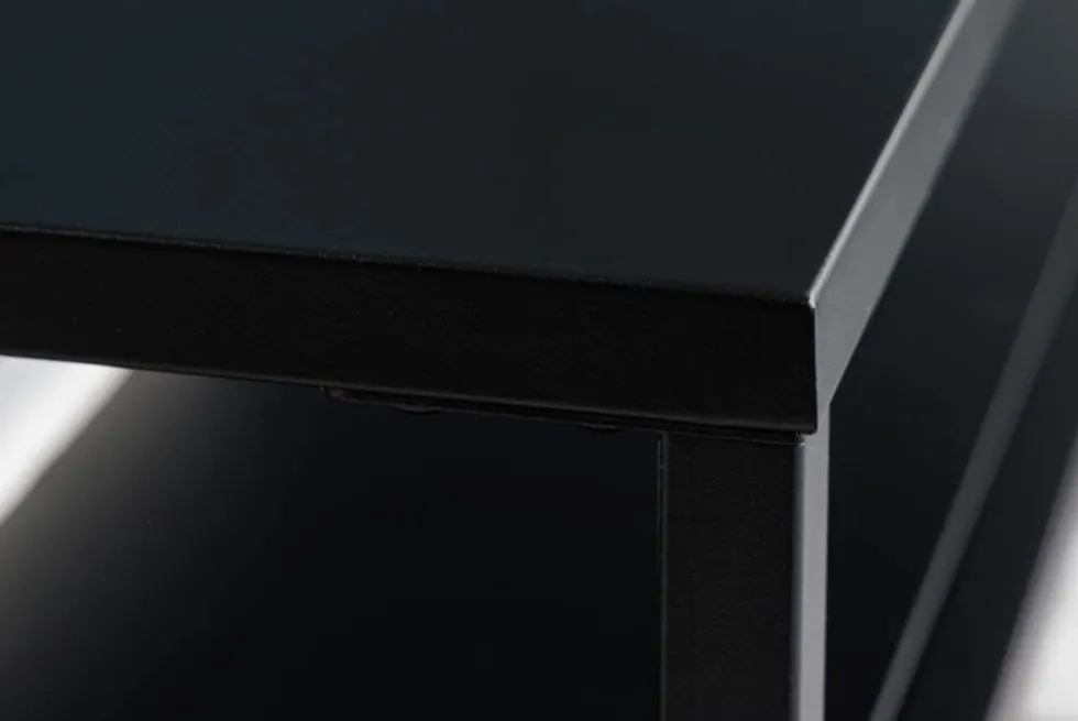 Moderner Couchtisch DURA STEEL 100cm schwarz Metall mit Ablagefach