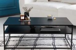 Moderner Couchtisch DURA STEEL 100cm schwarz Metall mit Ablagefach