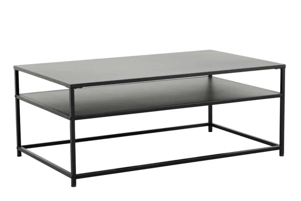 Moderner Couchtisch DURA STEEL 100cm schwarz Metall mit Ablagefach