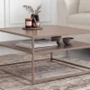 Moderner Couchtisch DURA STEEL 70cm greige Metall mit Ablagefach