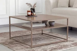 Moderner Couchtisch DURA STEEL 70cm greige Metall mit Ablagefach