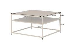 Moderner Couchtisch DURA STEEL 70cm greige Metall mit Ablagefach