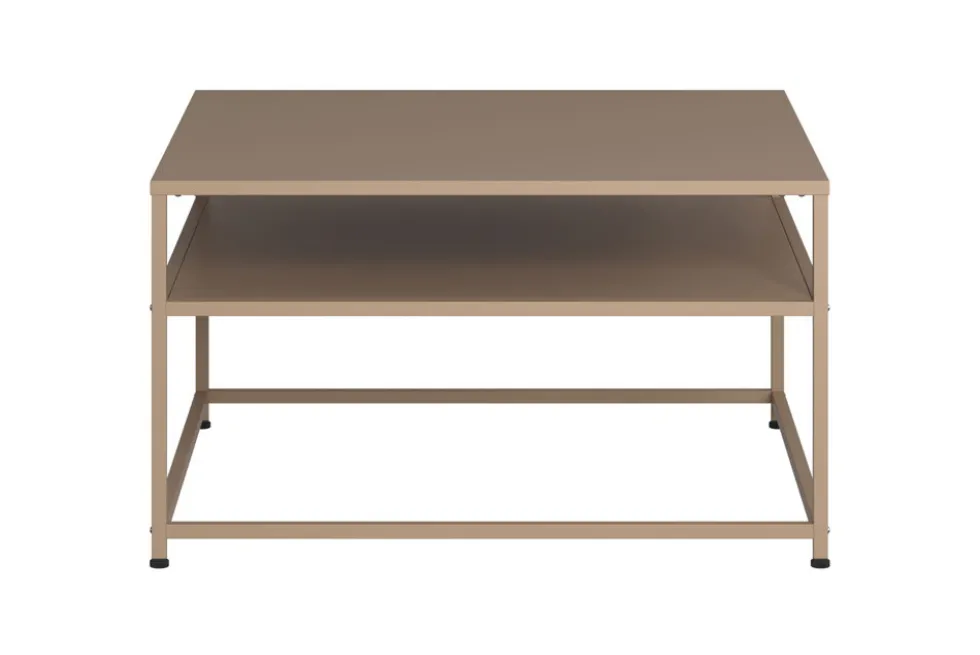 Moderner Couchtisch DURA STEEL 70cm greige Metall mit Ablagefach