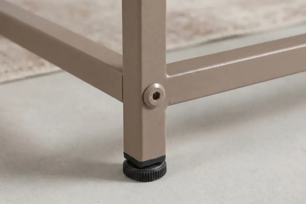 Moderner Couchtisch DURA STEEL 70cm greige Metall mit Ablagefach
