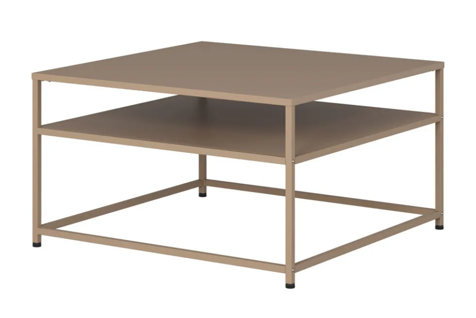 Moderner Couchtisch DURA STEEL 70cm greige Metall mit Ablagefach