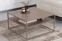 Moderner Couchtisch DURA STEEL 70cm greige Metall mit Ablagefach