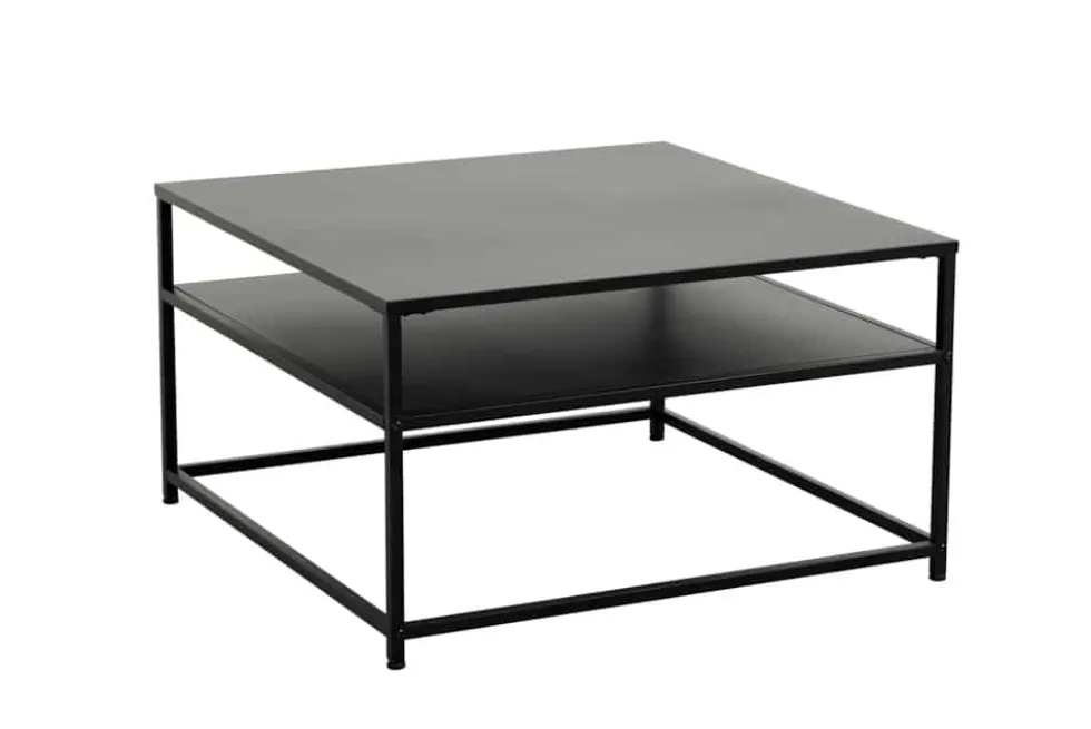 Moderner Couchtisch DURA STEEL 70cm schwarz Metall mit Ablagefach