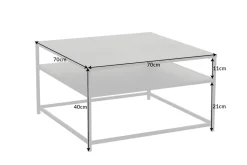 Moderner Couchtisch DURA STEEL 70cm schwarz Metall mit Ablagefach