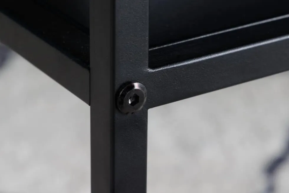 Moderner Couchtisch DURA STEEL 70cm schwarz Metall mit Ablagefach