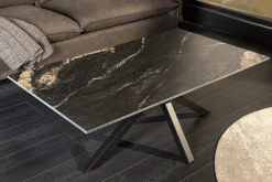 Moderner Couchtisch GALAXIE 100cm Aurora Oro schwarz gold sand Keramik