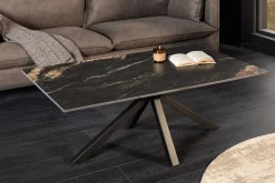 Moderner Couchtisch GALAXIE 100cm Aurora Oro schwarz gold sand Keramik