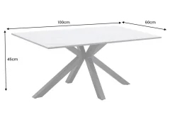 Moderner Couchtisch GALAXIE 100cm weiß Keramik schwarz Metall Sterngestell