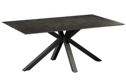 Moderner Couchtisch GALAXIE 100cm anthrazit Keramik schwarz Metall Sterngestell
