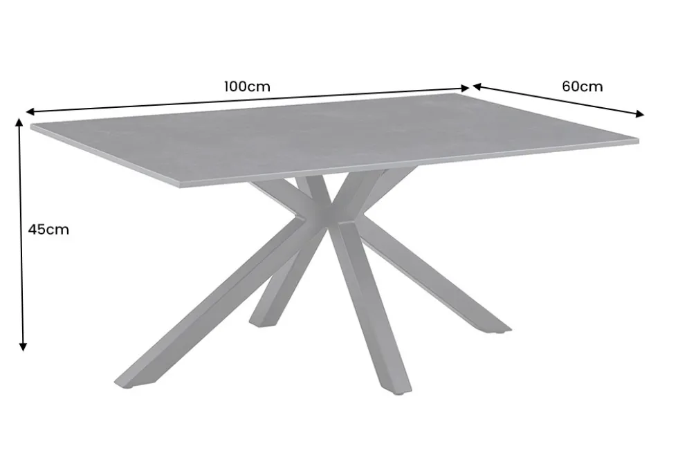 Moderner Couchtisch GALAXIE 100cm anthrazit Keramik schwarz Metall Sterngestell