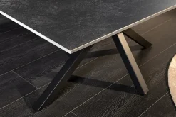 Moderner Couchtisch GALAXIE 100cm anthrazit Keramik schwarz Metall Sterngestell