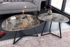 Moderner Couchtisch MARVELOUS 90cm taupe Marmor Keramik made in Italy