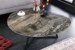 Moderner Couchtisch MARVELOUS 90cm taupe Marmor Keramik made in Italy