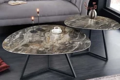 Moderner Couchtisch MARVELOUS 70cm taupe Marmor Keramik made in Italy