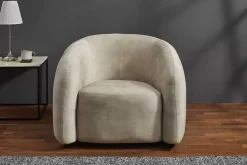 Moderner Design Sessel VOGUE 95cm beige Samt mit Armlehnen und Nosagfederung