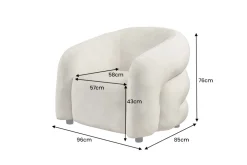 Moderner Design Sessel VOGUE 95cm beige Samt mit Armlehnen und Nosagfederung