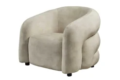 Moderner Design Sessel VOGUE 95cm beige Samt mit Armlehnen und Nosagfederung