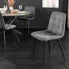 Moderner Design Stuhl TRES CHIC grau Cord schwarze Metallbeine Esszimmer