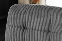 Moderner Design Stuhl TRES CHIC grau Cord schwarze Metallbeine Esszimmer