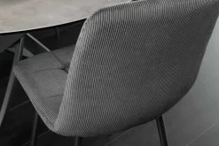 Moderner Design Stuhl TRES CHIC grau Cord schwarze Metallbeine Esszimmer