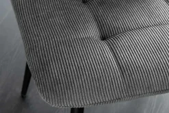 Moderner Design Stuhl TRES CHIC grau Cord schwarze Metallbeine Esszimmer