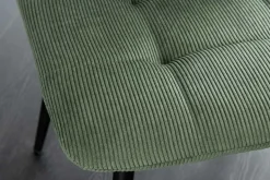 Moderner Design Stuhl TRES CHIC grün Cord schwarze Metallbeine Esszimmer