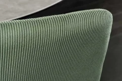 Moderner Design Stuhl TRES CHIC grün Cord schwarze Metallbeine Esszimmer