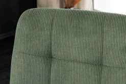 Moderner Design Stuhl TRES CHIC grün Cord schwarze Metallbeine Esszimmer