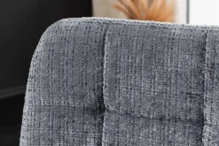 Moderner Design Stuhl TRES CHIC grau Chenille Cremona schwarze Metallbeine