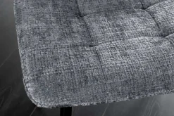 Moderner Design Stuhl TRES CHIC grau Chenille Cremona schwarze Metallbeine