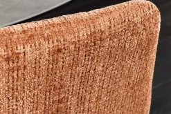 Moderner Design Stuhl TRES CHIC rost braun Chenille Cremona schwarze Metallbeine