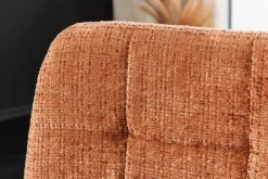 Moderner Design Stuhl TRES CHIC rost braun Chenille Cremona schwarze Metallbeine