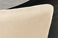 Moderner Design Stuhl TRES CHIC beige Cord schwarze Metallbeine Esszimmer