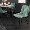 Moderner Design Stuhl TRES CHIC grün Chenille Cremona schwarze Metallbeine