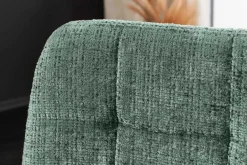 Moderner Design Stuhl TRES CHIC grün Chenille Cremona schwarze Metallbeine