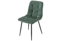 Moderner Design Stuhl TRES CHIC grün Chenille Cremona schwarze Metallbeine