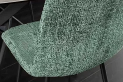 Moderner Design Stuhl TRES CHIC grün Chenille Cremona schwarze Metallbeine