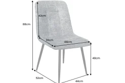Moderner Design Stuhl TRES CHIC champagner greige Chenille Cremona schwarze Metallbeine